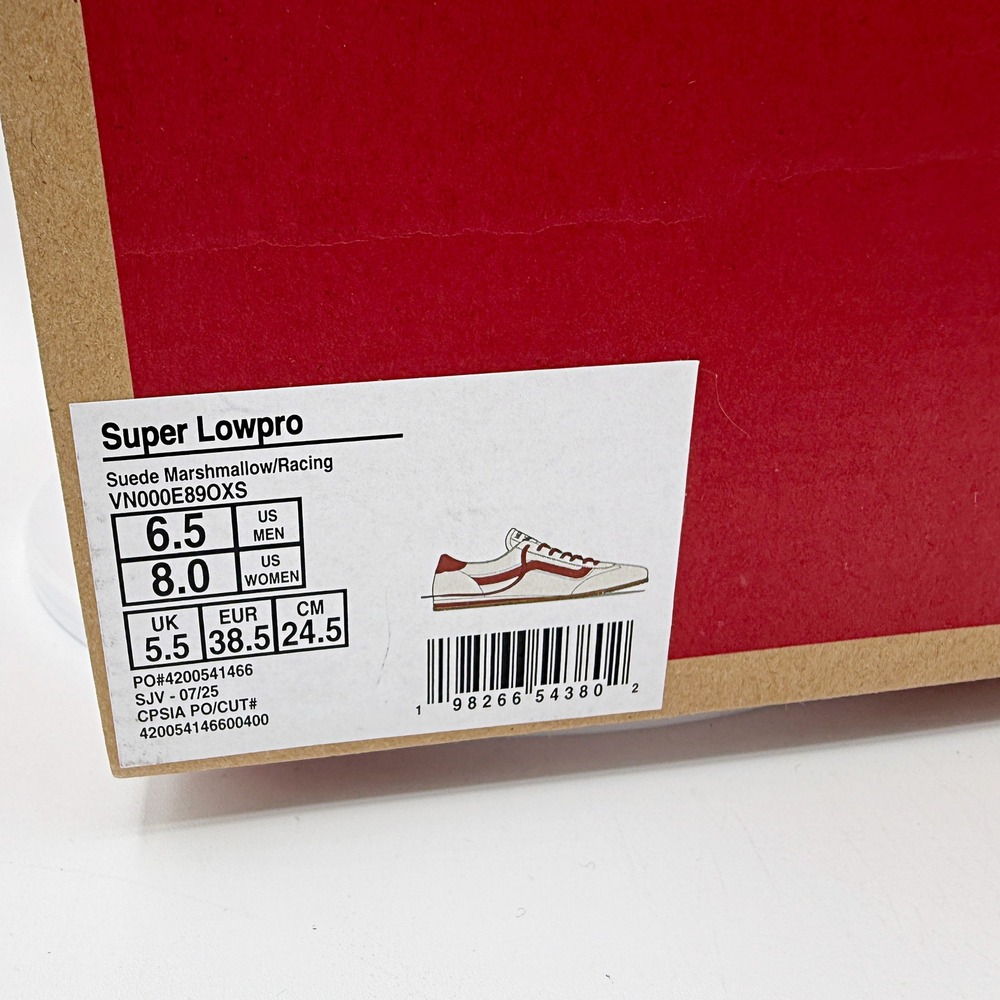 Vans Super Lowpro Size 8 Womens Suede Marshmallow/Red NEW - Picture 10 of 10
